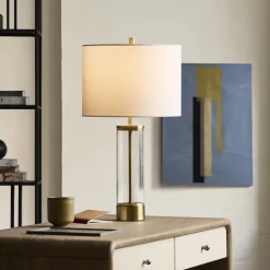 West Elm Acrylic Column USB Table Lamp (25")