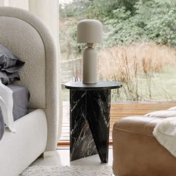 West Elm Angled Base Marble Side Table (14")