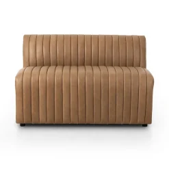 West Elm Anniina Channeled Leather Dining Bench (–)