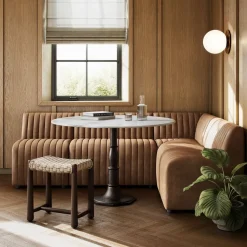 West Elm Anniina Channeled L- Shaped Leather Dining Banquette (–)