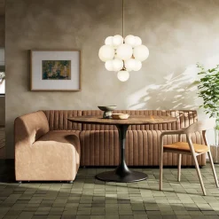West Elm Anniina Channeled L- Shaped Leather Dining Banquette (–)