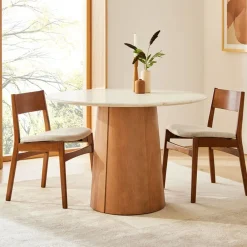 West Elm Anton Round Marble Pedestal Dining Table (48")