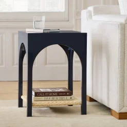 West Elm Archibald Lacquer & Rattan Side Table (16")