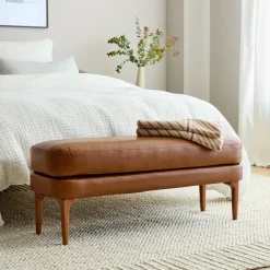 West Elm Auburn Leather Bench