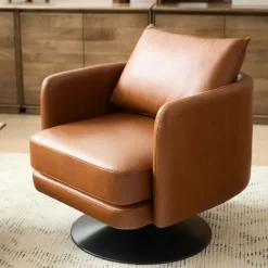 West Elm Auburn Leather Swivel Chair