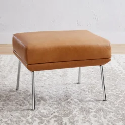 West Elm Austin Leather Ottoman