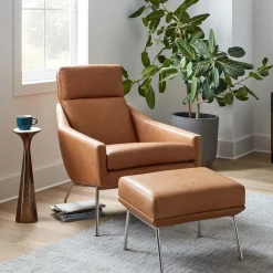 West Elm Austin Leather Ottoman