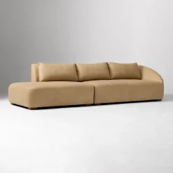 West Elm Aviana Leather 2-Piece Bumper Sofa (123")