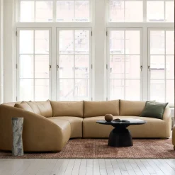 West Elm Aviana Leather 3-Piece L-Shaped Wedge Sectional (122")