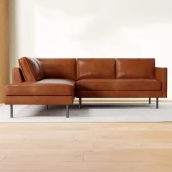 West Elm Axel Leather 2-Piece Bumper Chaise Sectional (95")