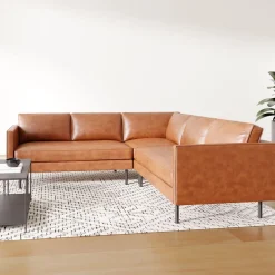 West Elm Axel Leather 3-Piece L-Shaped Sectional (95")
