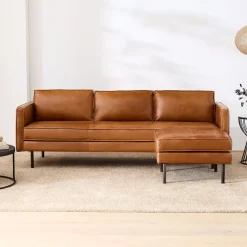 West Elm Axel Leather 2-Piece Reversible Sectional (89")