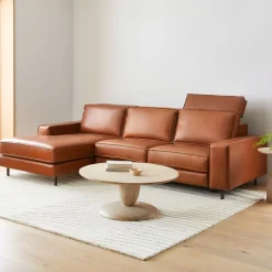 West Elm Axel Motion Reclining Leather 3-Piece Reclining Chaise Sectional (108")