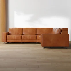 West Elm Axel Motion Reclining Leather 5-Piece Sectional (119")