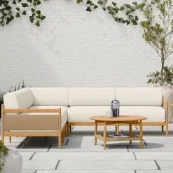 West Elm Baycrest Outdoor Teak 3-Piece L-Shaped Sectional (95")