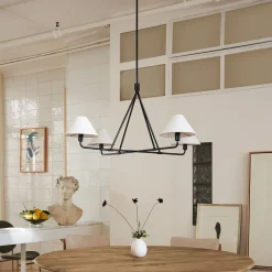 West Elm Beatrix Chandelier (46") - Linen Shades