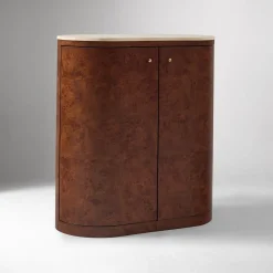West Elm Beaux Travertine & Burl Wood Cabinet (32")