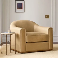 West Elm Bennett Leather Swivel Club Chair