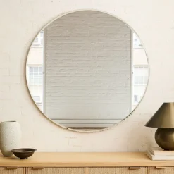 West Elm Beveled Edge Frameless Round Wall Mirror