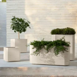 West Elm Beveled Ficonstone Indoor/Outdoor Planters
