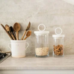 West Elm Bianca Iron & Wood Top Canisters