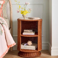 Kids West Elm Billie Rattan Storage Side Table