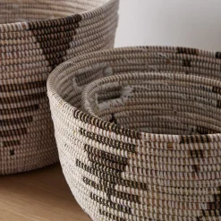 West Elm Black/White Graphic Woven Baskets (Set of 3)