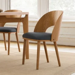 West Elm Boerum Plywood Back Leather Dining Chair
