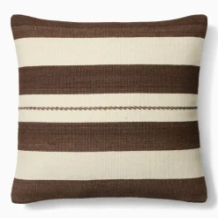 West Elm Bold Stripe Botanicals Pillow Cover & Throw Set