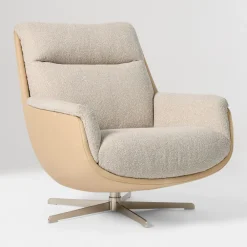 West Elm Bowden Fabric & Leather Swivel Chair