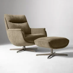 West Elm Bowden Swivel Chair & Ottoman Set