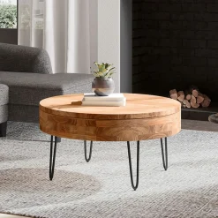 West Elm Bowed Legs Round Storage Coffee Table (31")
