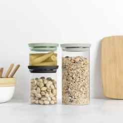 West Elm Brabantia Tasty+ Stackable Glass Food Jars (Set of 3)
