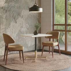 West Elm Branch Restaurant Rectangle Dining Table - Porcelain w/ Protective Metal Bumper