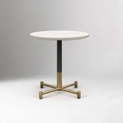 West Elm Branch Restaurant Round Dining Table - Porcelain w/ Protective Metal Bumper