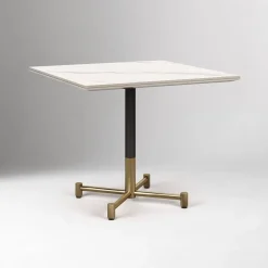 West Elm Branch Restaurant Square Dining Table - Porcelain w/ Protective Metal Bumper