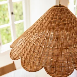 West Elm Brigitte Rattan Scallop Pendant (26")