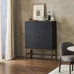 West Elm Britten Raffia Bar Cabinet (40")