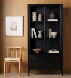 West Elm Bronzed Iron Tall Glass Cabinet (40")