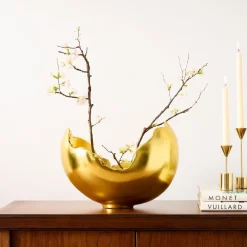 West Elm Burled Gold Leaf Bowl