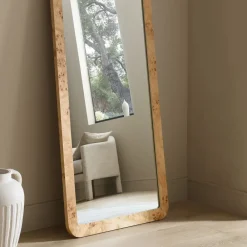 West Elm Burled Wood Floor Mirror