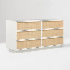 West Elm Callahan Solid Wood Rattan 6-Drawer Dresser (60")