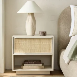 West Elm Callahan Solid Wood Rattan Nightstand (24")