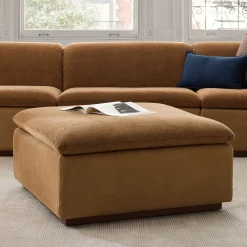 West Elm Calvin Fabric & Leather Ottoman