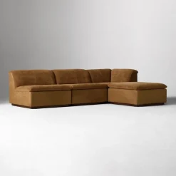 West Elm Calvin Fabric & Leather 4-Piece Ottoman Sectional (113.5")