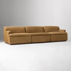 West Elm Calvin Leather Modular Sofa (76" – 114")