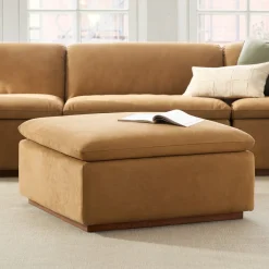 West Elm Calvin Leather Ottoman