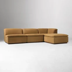 West Elm Calvin Leather 4-Piece Ottoman Sectional (113.5")