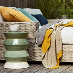 West Elm Cami Indoor/Outdoor Ceramic Round Side Table (13")
