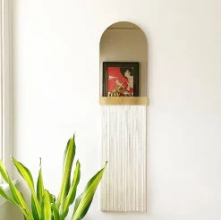 West Elm Candice Luter Svara Fringe Arched Wall Mirror w/ Accent Bar